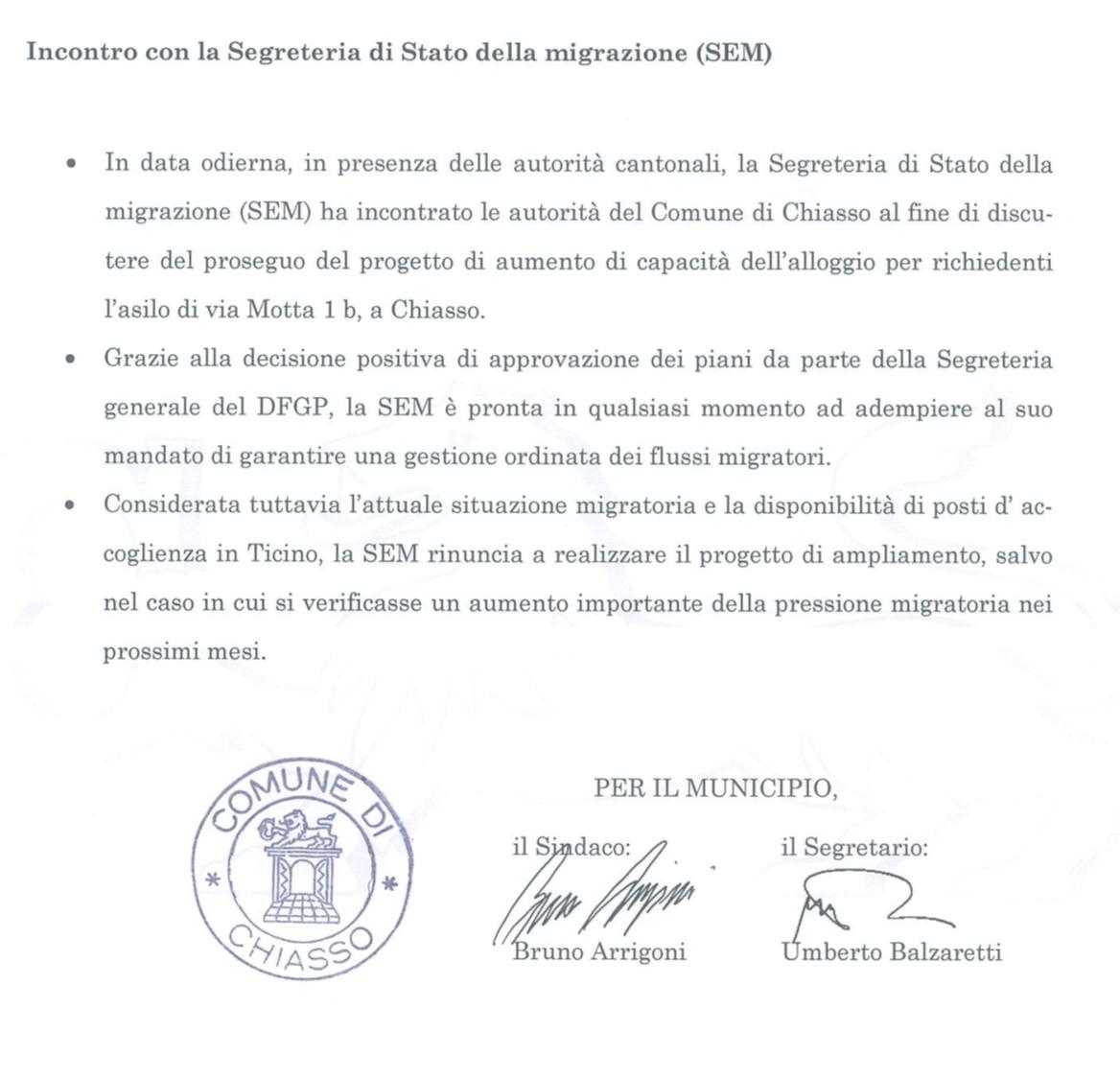 09062019_Chiasso_incontro con segreteria stato migrazone